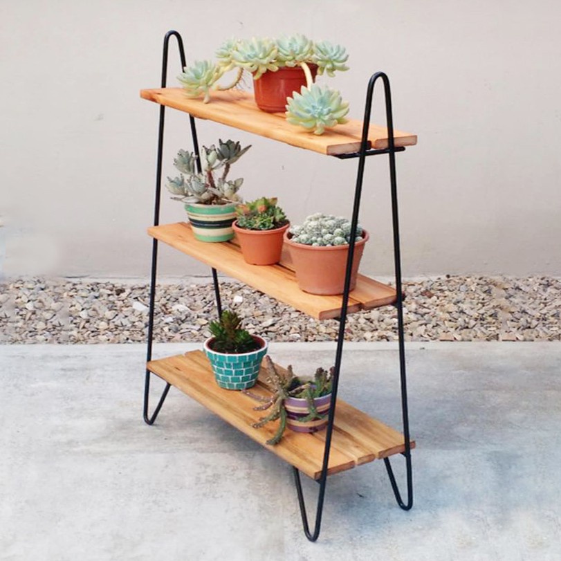 KARGO / BESI 8MM RAK BUNGA SUSUN BESI DAN KAYU / RAK SEPATU KAYU / RAK SERBAGUNA