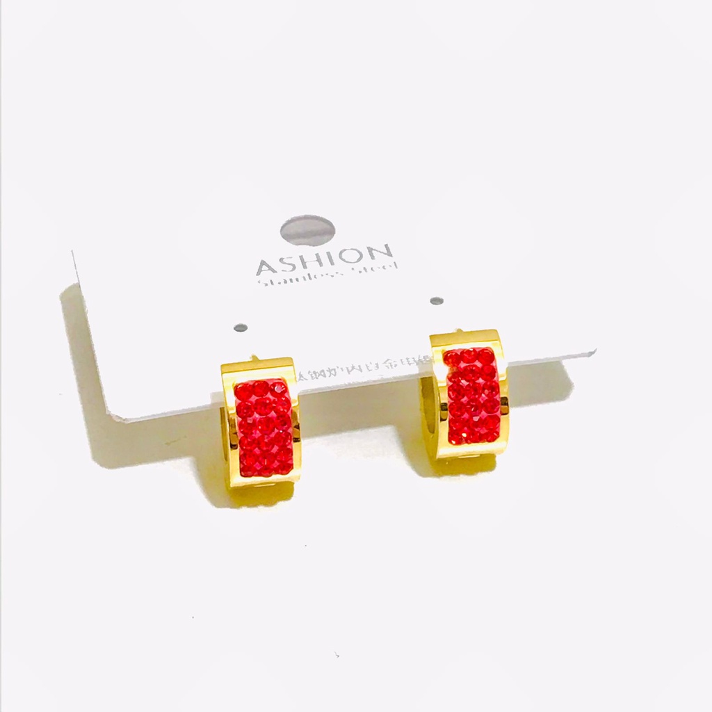 Anting Titanium Wanita Lapis Emas Anti Karat Model Jepit AT-117-18-AMK