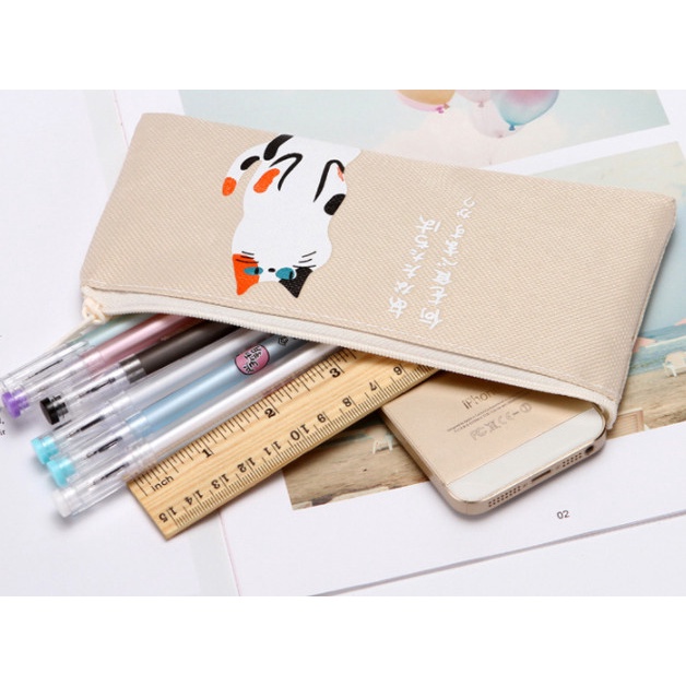 TEMPAT PENSIL MOTIF JAPANESE CUTE CAT / TEMPAT KOSMETIK CS01