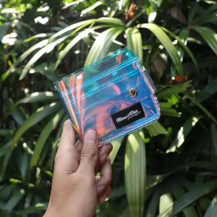 ❤[NEW VARIANT]❤ Dompet lipat koin pvc transparan hologram rainbow korea lucu kpop