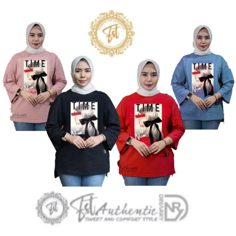 Kaos Atasan wanita Oversize lengan panjang 7/8 series hitam dinary fashion top FST OVERSIZE Original