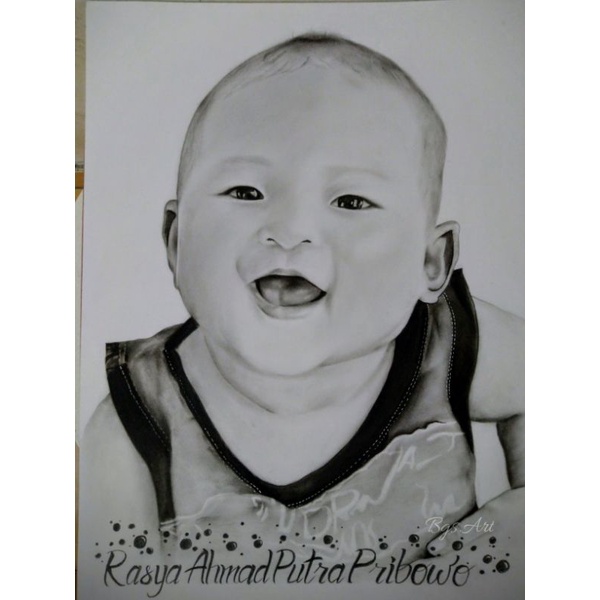 lukisan pensil/sketsa wajah ukuran A3