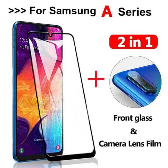 TG Tempered Glass Full Cover LayarKaca A10 A20 A30 A50 A70 A80 M10 M20 M30 + Screen Protector Kamera