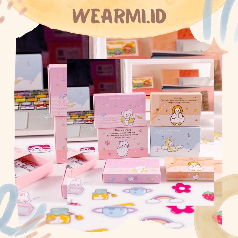 

40 pcs Sticker Pack Box Stiker PET cute Animal Cat Rabbit Duck Bear Aesthetic Bujo Jurnal DIY scrapbook Wearmi