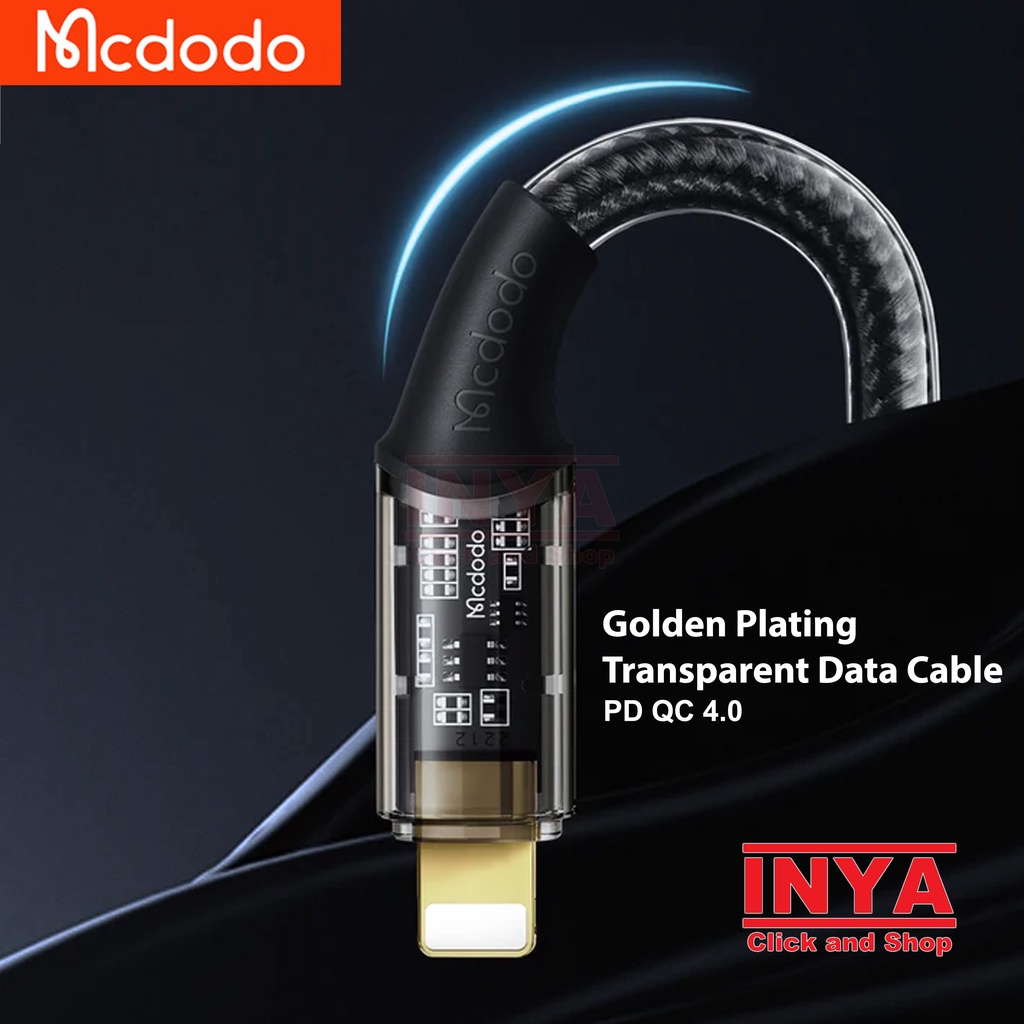 KABEL DATA MCDODO CA-2080 TRANSPARENT DATA CABLE FOR LIGHTNING &amp; TYPE C 1.2m