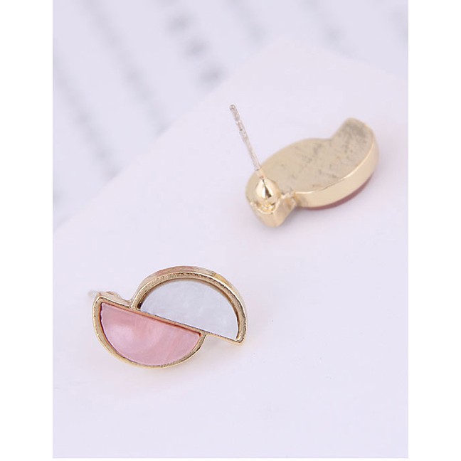 LRC Anting Tusuk Fashion 925 Silver Needle Crescent Double Earrings A58795