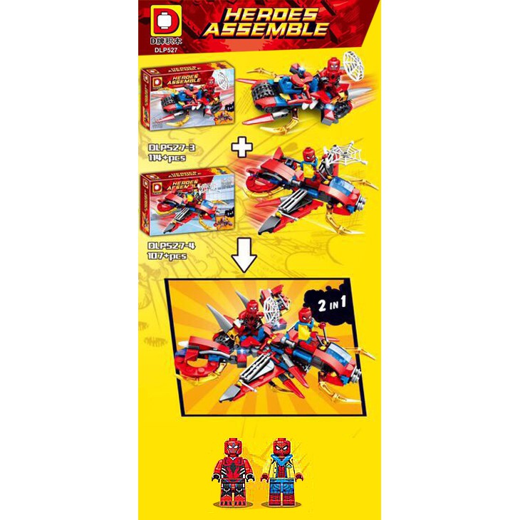 Brick Spiderman Movie Red Vehicle bisa gabung set 2 DuoLePin DLP5273 & DLP5274