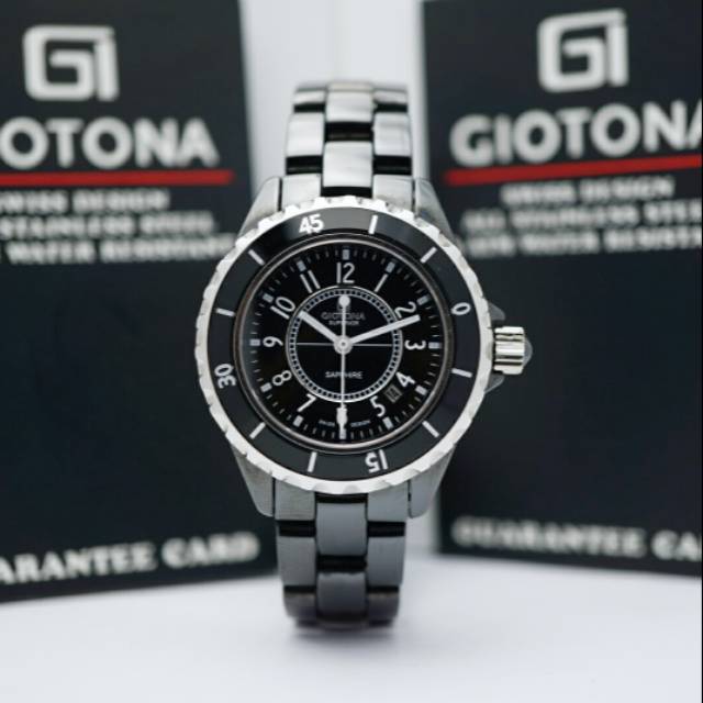 JAM TANGAN GIOTONA 9000 SILVER BLACK LADIES.ORIGINAL