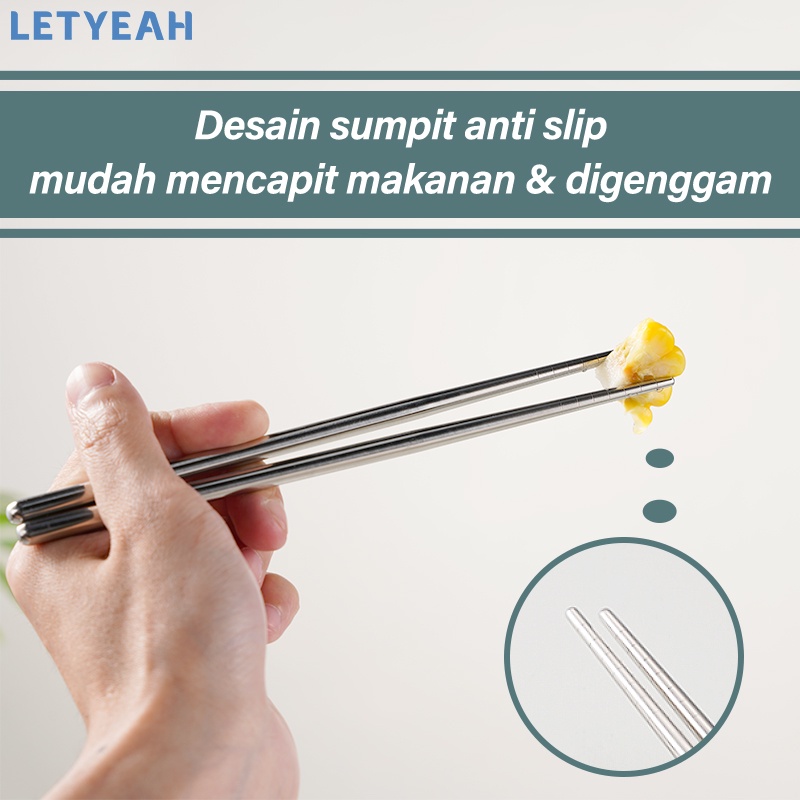 letyeah Alat makan stainless portable/cutlery set 3 in 1 dengan transparent rotatable kotak model kipas/sendok garpu set