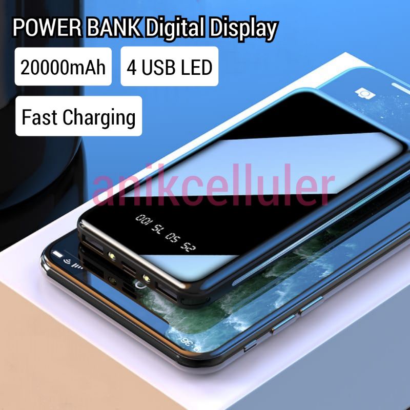 [REALPICT] Power Bank 4 USB LED Digital Display Fast Charging 20000mAh