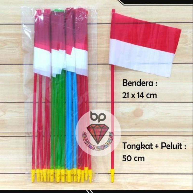 Bendera plastik dengan tongkat peluit 20 biji