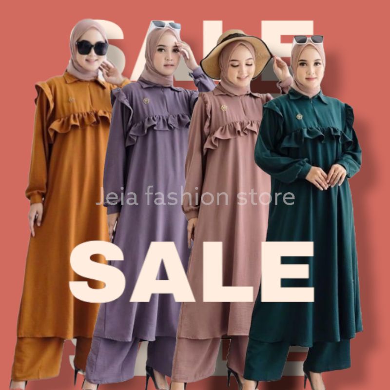 JUWITA SET CRINKLE AIRFLOW PREMIUM LONG TUNIK JUMBO LD 120 || JUWITA SET || JUWITA ONESET || JUWITA 