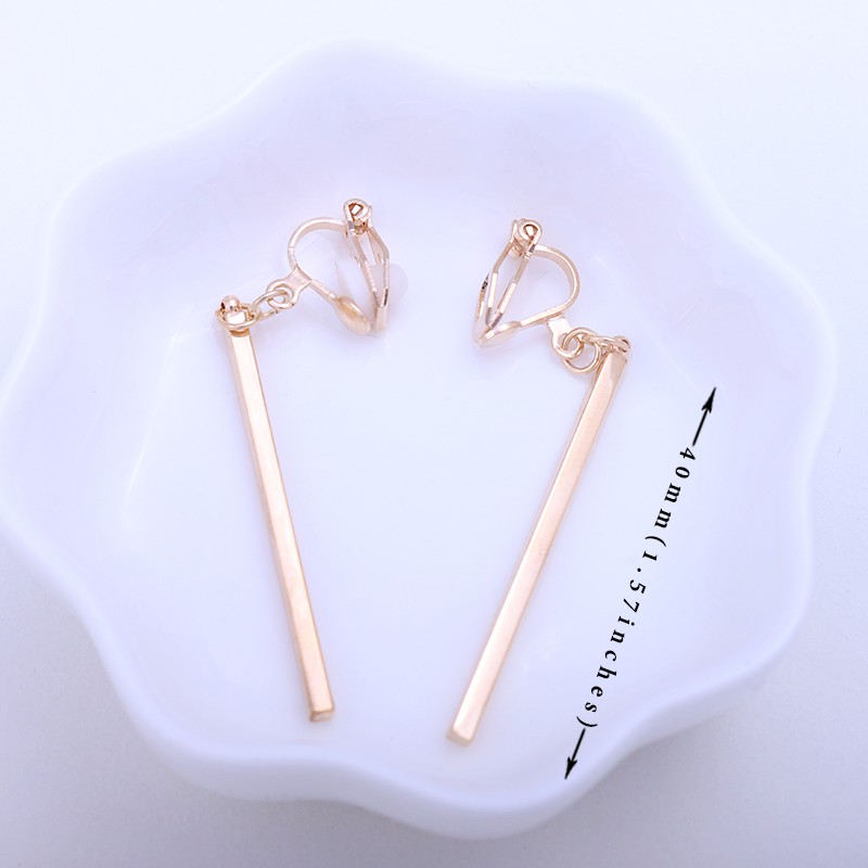 Metal Strip Anting Jepit Clip On Earrings No Ear Hole Klip Telinga Geometric Anting Klip  CE18-2
