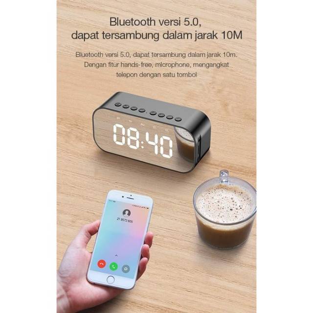 Robot RB550 Wireless Speaker Bluetooth 5.0 LED Display Alarm Clock