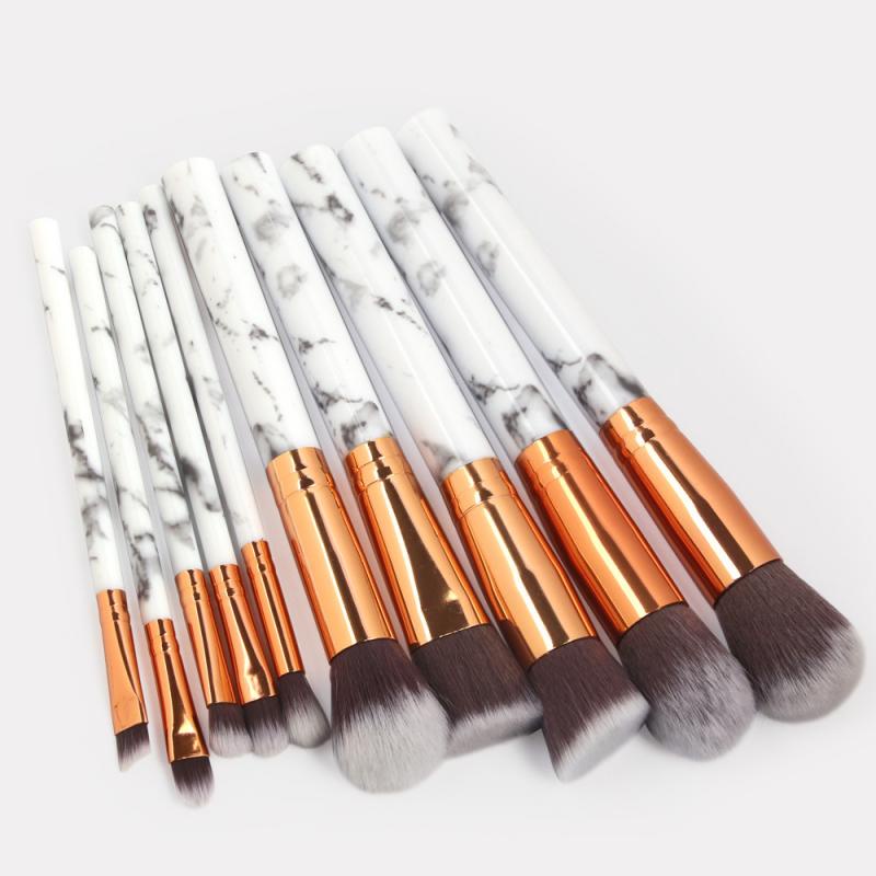 Kuas Brush Make Up 10 Set Marble Exclusive  Makeup Brushes Set Foundation Concealer Bronzer Blusher Face Powder Eyeliner Eyeshadow Lips Eyebrow Brush Makeup Tools 10PCS Marble Makeup Brushes Tool Set Cosmetic Powder Eye Shadow Foundation Blush Blending