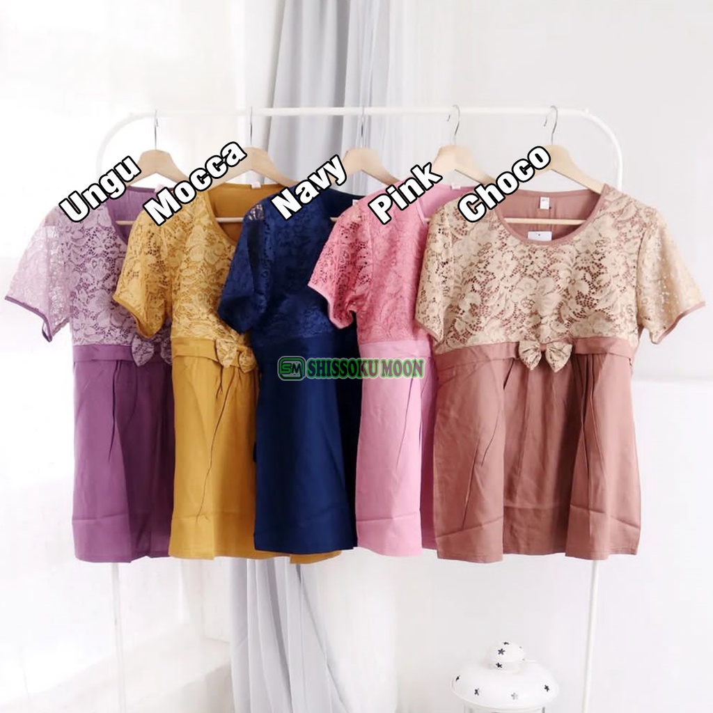 Baju Atasan Hamil Menyusui Model Elegant Bahan Brukat Kombinasi Rayon Twill - Lassie