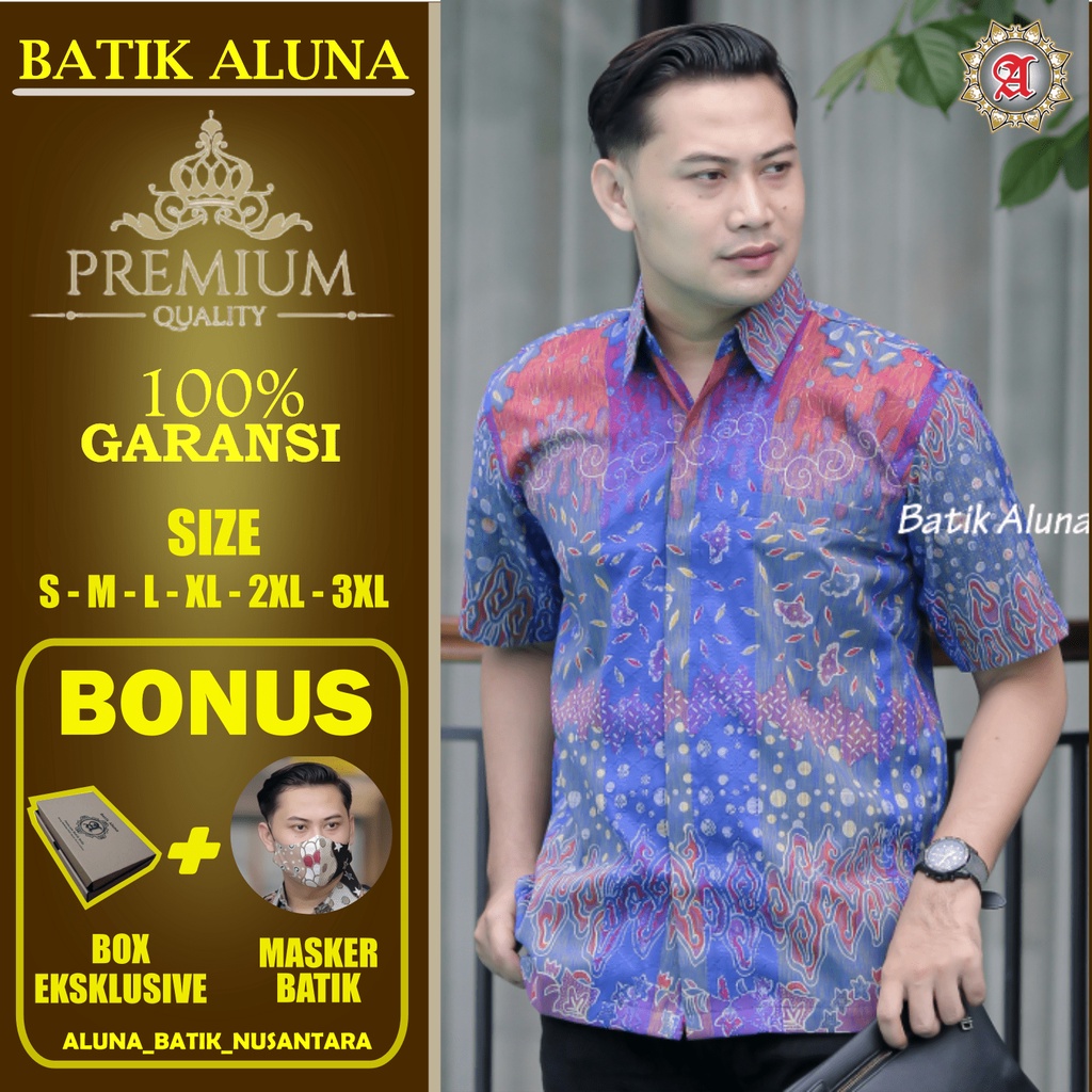 Batik Pria Lengan Pendek Premium BATIK TENUN HRB026 motif EXCLUSIVE Kode FPT 001 S M L XL XXL XXXL A