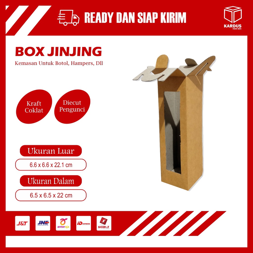 

KARDUS / BOX JINJING BOTOL 6,5 X 6,5 X 24 CM ( 500 ML ISI 1 BOTOL )