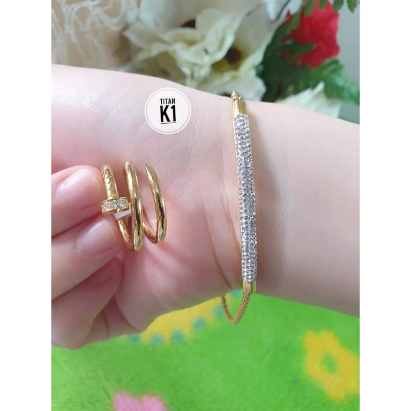 set gelang dan cincin titanium
