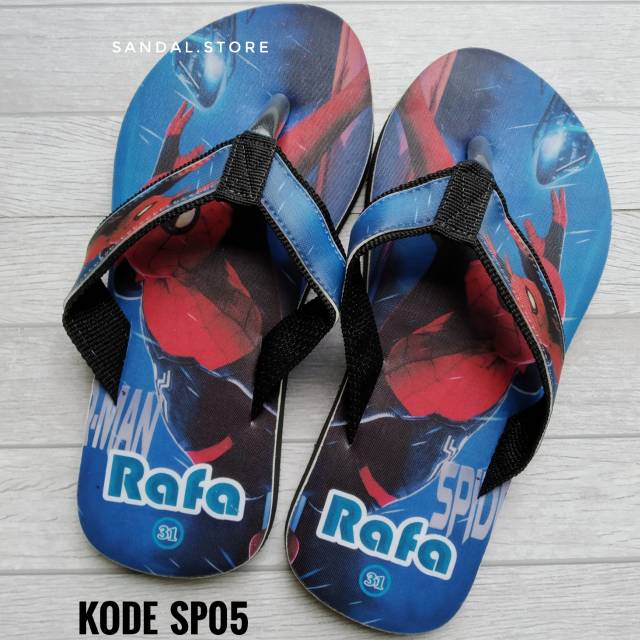 SANDAL CUATOM NAMA ANAK/DEWASA KARAKTER SPIDERMAN GRATIS CUSTOM SUKA SUKA