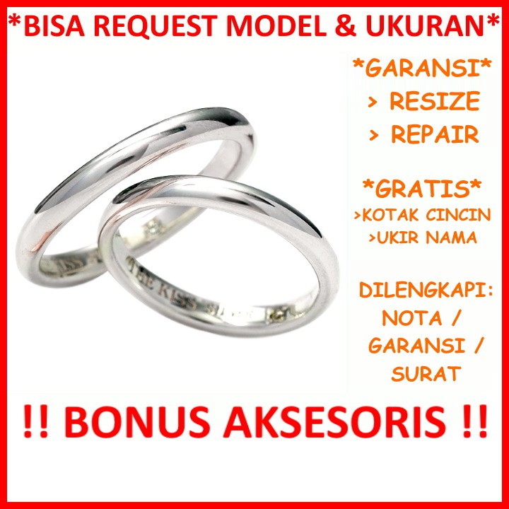 Bisa Pesan Model Cincin Couple Perak Nikah Kawin Tunangan Silver Asli Gratis Tulis Ukir Nama Id56