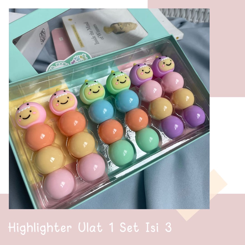 

HIGLIGHTER SUSUN ULAT 1 SET DAPAT 3 STABILO KARAKTER LUCU WARNA PASTEL UNIK ALAT TULIS SEKOLAH / KULIAH SOUVENIR HADIAH