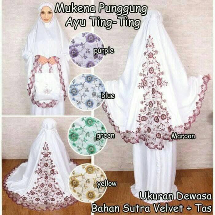 mukena dewasa sutra velvet/mukena bordir punggung/mukena terlaris/mukena gema