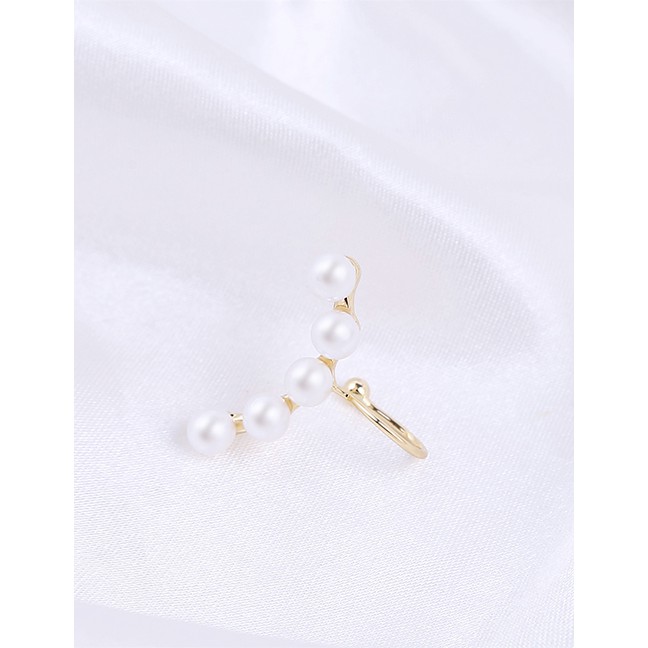 LRC Anting Jepit Fashion Five-pointed Star Pearl Geometric Pierced (1pcs) P9483