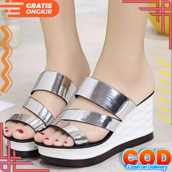 Paling Diminati Sendal Wedges Wanita Selop Murah Terbaru Kekinian - Sandal Pesta Ibu Ibu Mewah Anti 