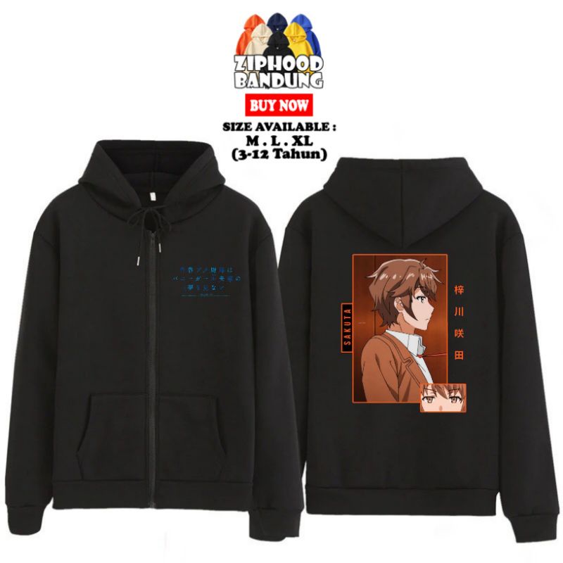 Jaket Zipper Hoodie Anak Laki Laki Sakuta Azusagawa - Kaos Kaos Anime Seishun Buta Yarou 1248