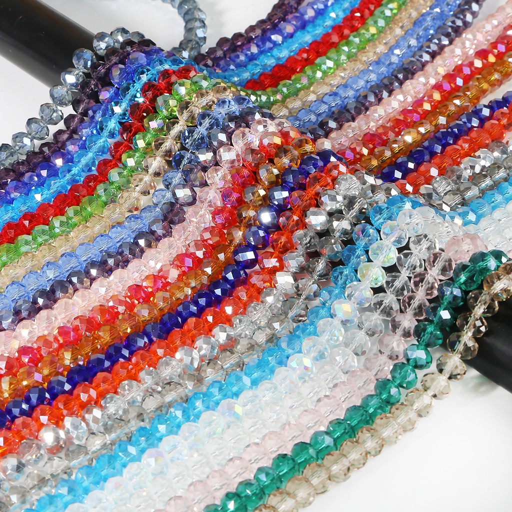 Batu 70Pcs 8Mm Austria Faceted Crystal Glass Beads Longgar Spacer Manik-manik untuk Membuat Perhiasan Pesona Kerajinan Manik-manik Aksesoris