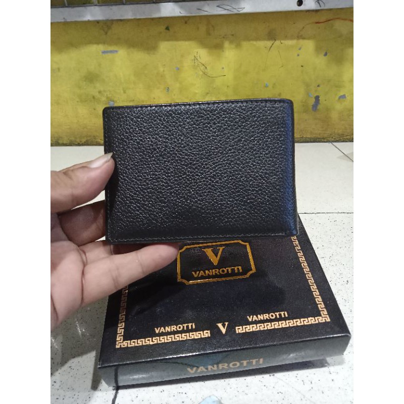 Dompet Kulit Asli Model Mini Slim Ukuran Kecil 8X10 CM Warna Hitam