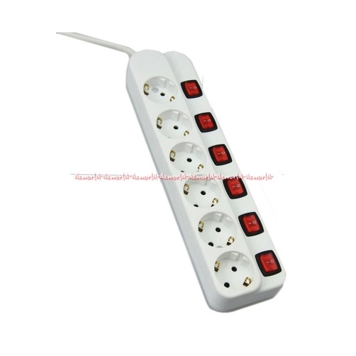 Krisbow Stop Kontak 6 Putih Colokan Kabel Socket Dengan Tombol On Off Ekstensi Kabel Sambung Putih Dengan Stop Kontak Masing-Masing Colokan 6Lubang White Soket With Switch On Off