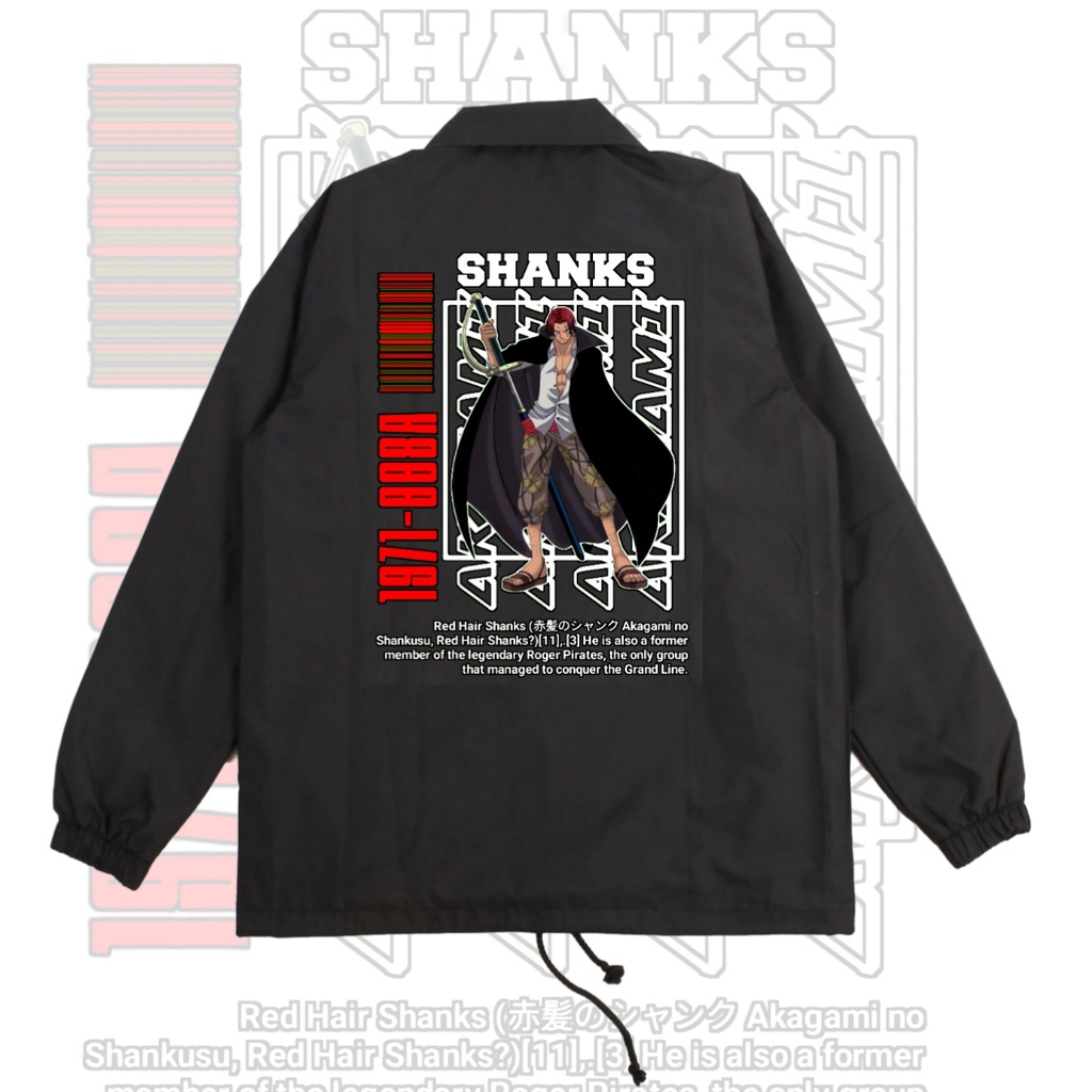 Jaket Coach Anime One Piece Akagami No Shanks / Jacket One Piece Shanks