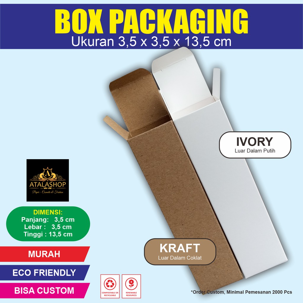 

P 3535135 Kotak Box Packaging Dus Kemasan Botol Ukuran 60 ml Dimensi 3,5 x 3,5 x 13,5 cm isi 10pcs