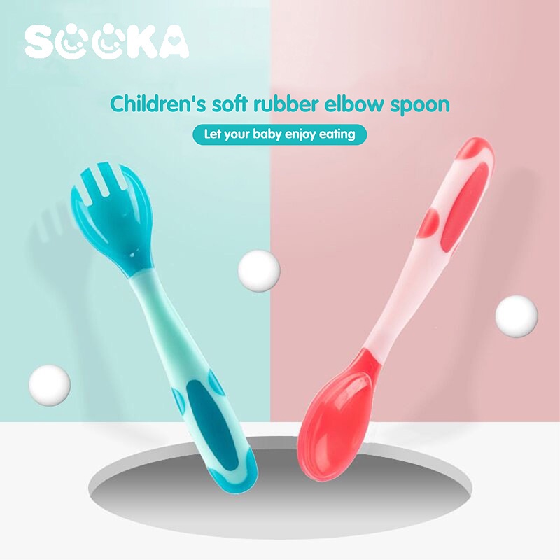 SOOKA Sendok Garpu Bayi Sensor Suhu Panas+ Dapat Dibengkokan Bahan BPA Free / Sendok Garpu Mpasi / Benadble Baby Spoon &amp; Fork SK-ECC1085