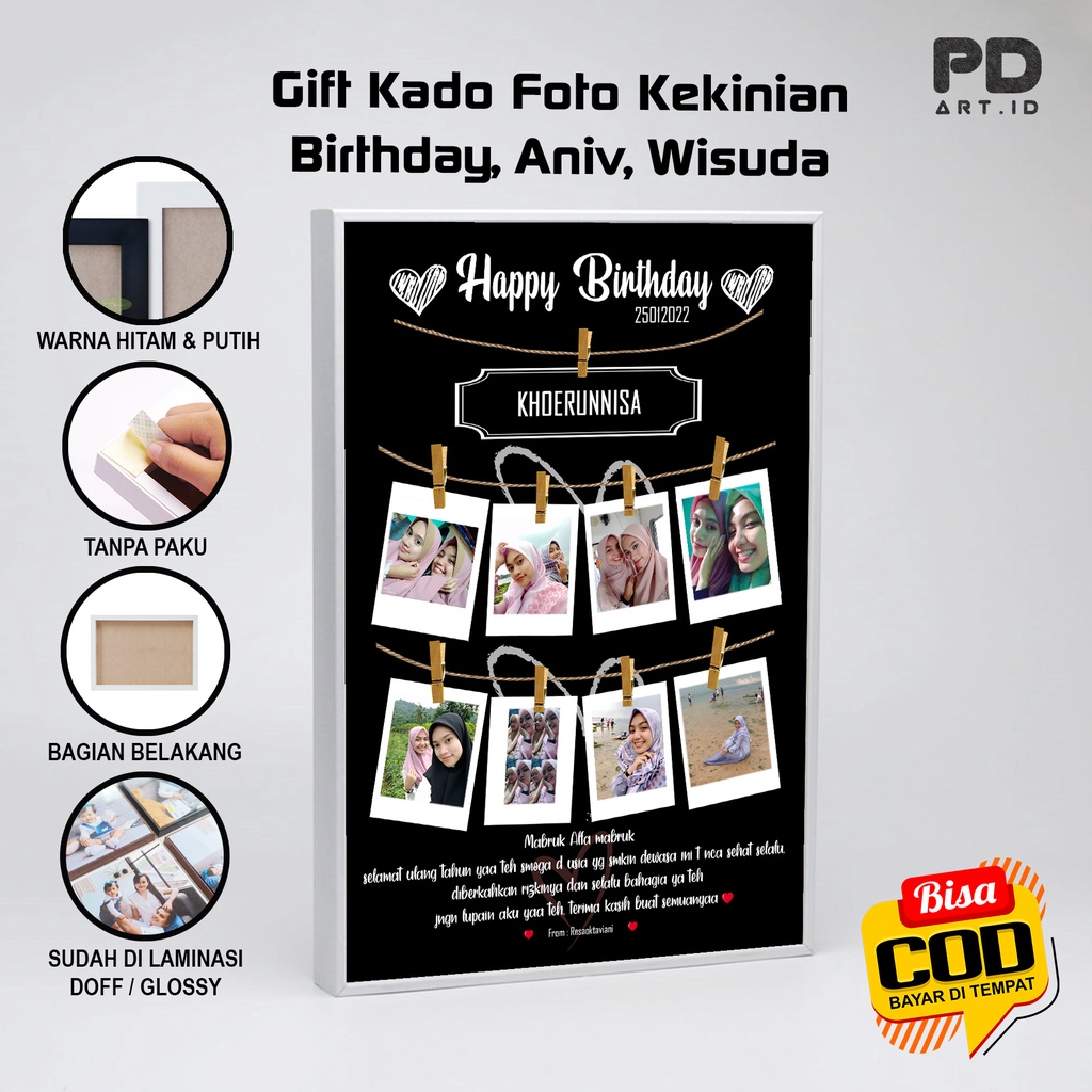 Gift Ultah / Kado ulang tahun / Cetak Foto Plus Bingkai Premium / Bingkai Wisuda / Bingkai Kayu / Cetak Foto 10R Plus Frame / Gift Foto / Kado ulang tahun cewe / Paket kado ulang tahun cowo / Guft Foto Polaroid