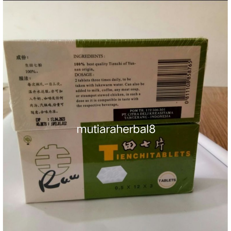 Tienchi/ Tienchi Raw (hijau) tablet -lancar Darah kolesterol