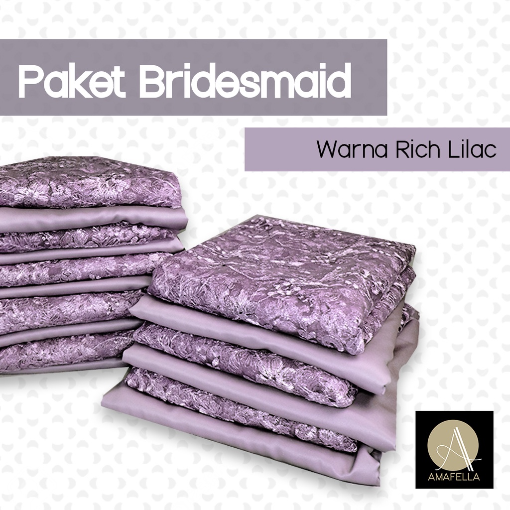 Paket Kain Bridesmaid Seragaman Lamaran Keluarga Lengkap Satin Kebaya Brokat Warna Rich Lilac