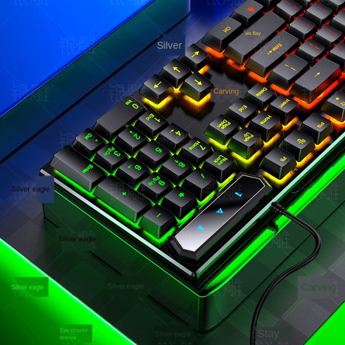 Triple W Keyboard Gaming Mechanical Wired LED RGB Light Panel Komputer