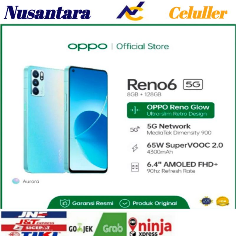 HP OPPO RENO 6 5G 8/128 GB [Oppo Reno 6 4G/5G Ram 8 GB Rom 128 GB] GARANSI RESMI