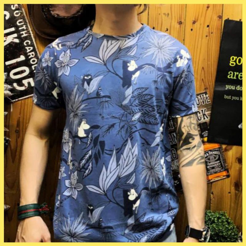 Kaos Cowok GAO printing kaos full printing rose leaf kaos bunga TA RU