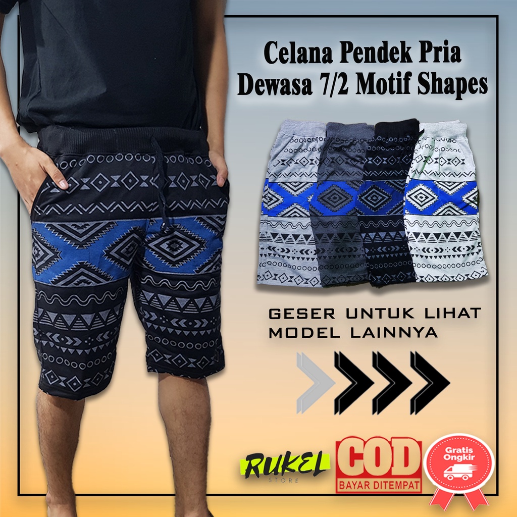 Celana Pendek Kolor Pria Bahan Baby Terry Ukuran All Size Dewasa Motif Shapes – 72SlimShapes