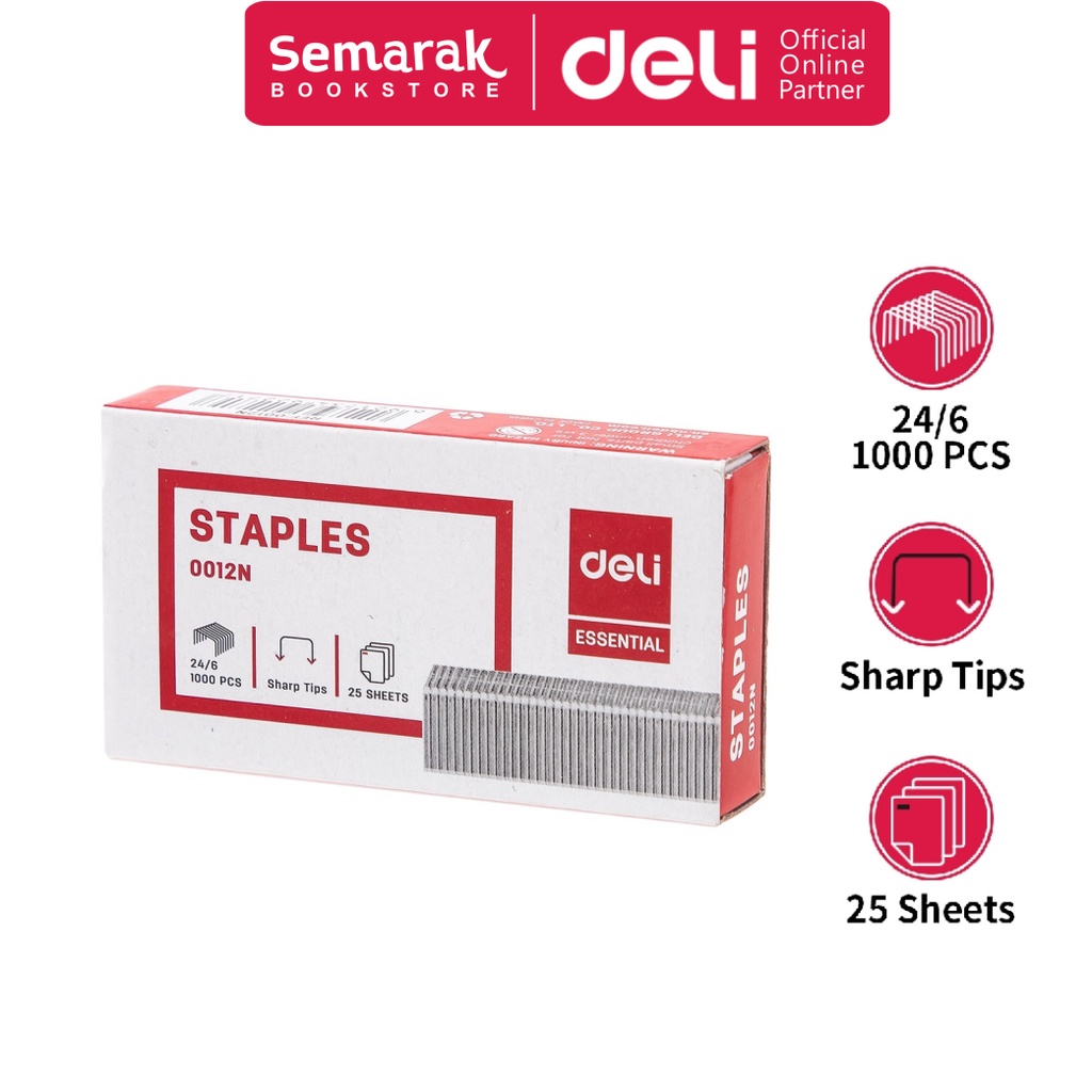 

Deli 0012N Isi Staples Besar uk. 24/6 [1 Box @1000Pcs]