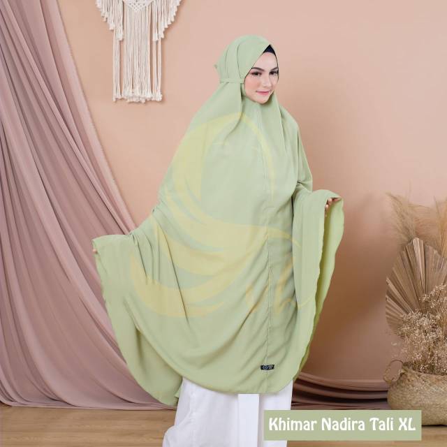 Khimar Nadira Tali XL Tanpa Pet Hijab Syari Jilbab Jumbo Kerudung Instan Wolfis Polos By AFNA