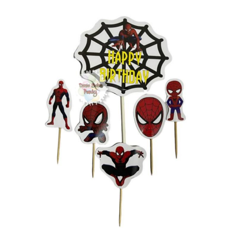Cake Topper Happy Birthday / Cake Topper Spiderman / Hiasan Kue