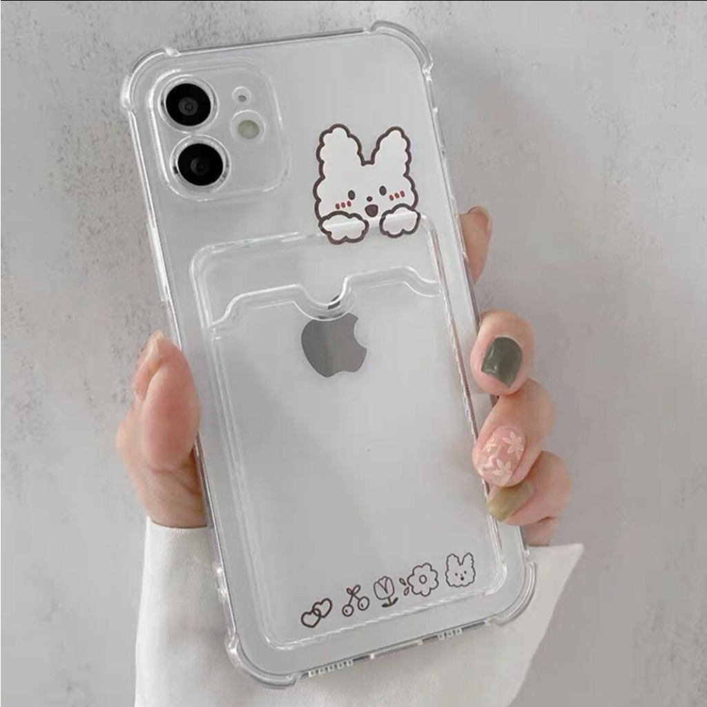 Soft Case BuNnY BeAr SLoT CArD iPhone 13 12 11 13 PRO 13 PROMAX 12PROMAX 11 Pro 11 Pro Max X Xs XR XSMAX 7 8 7+ 8+ Softcase Slip Kartu ACCES Bunny bears Transparant-Transparent Clear-Bening Anti Yellow-Kuning CRACK Silikone-Silikon Plus Beruang Anak Panda