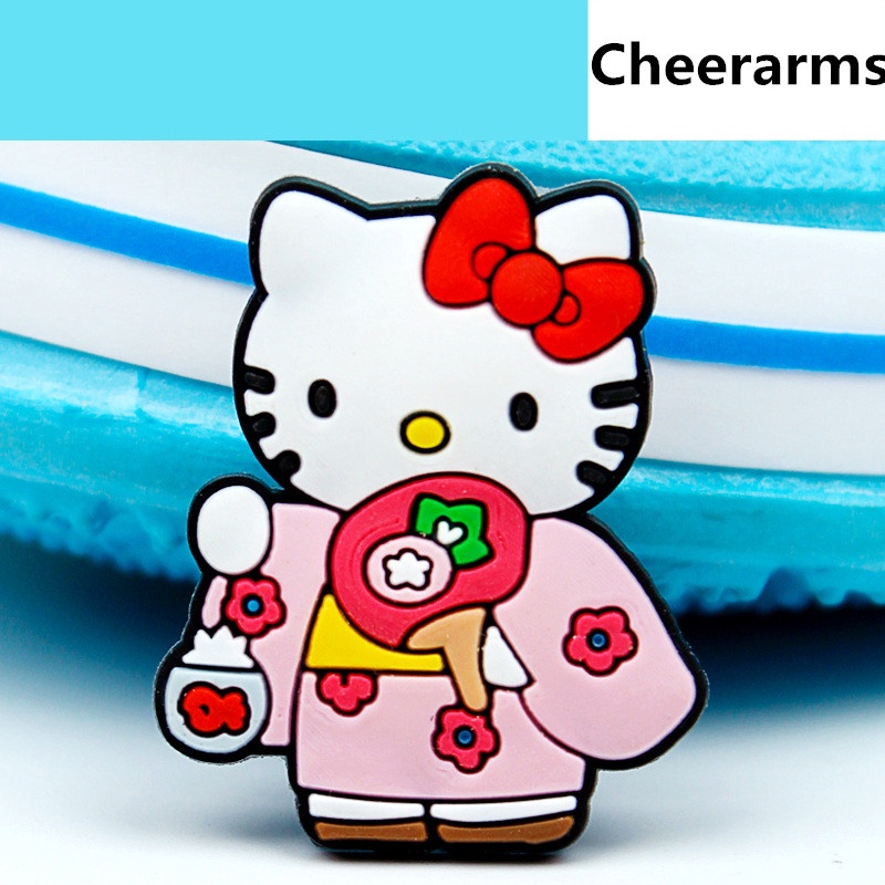 Kartun Hello kitty tema lucu shoe charms Jibbitz Crocs Pin decorate sandal  Lubang Sepatu accessories DIY Dapat Dilepas hadiah Natal