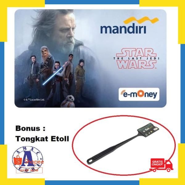 Bisa Bayar Ditempat ( COD ) Mandiri E-Money Star Wars: The Last Jedi Edition Luke SkyWalker Keren