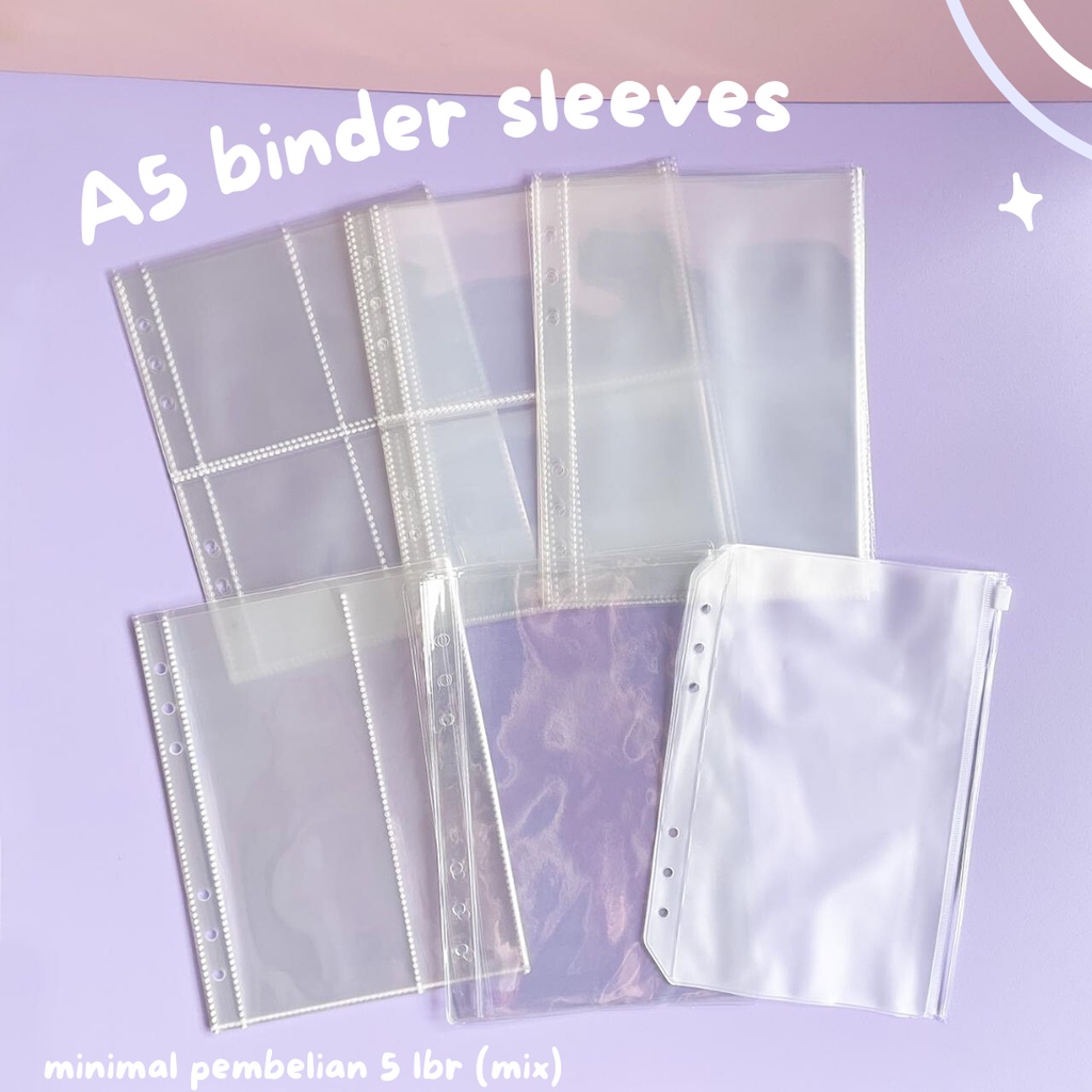 

(A5 Size) Sleeve Binder A5 4P / Ziplock (ONE SIDED- Min 5 lembar)